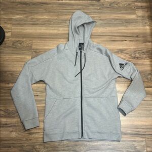 Adidas Zip Up Hoodie Sweatshirt Mens L Tall Grey and Black